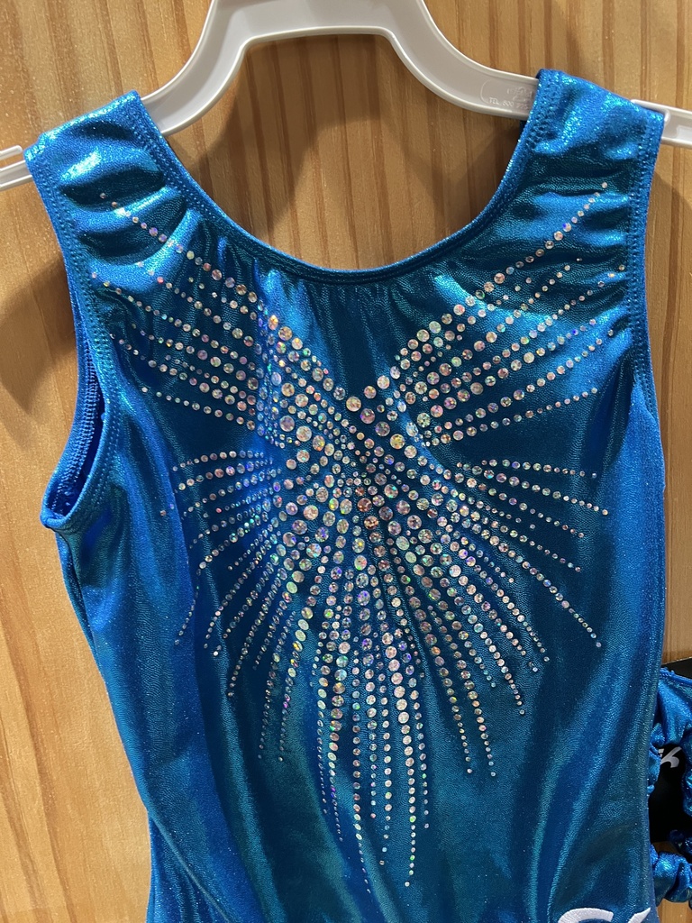 GK - Leotard 3456 imprintedElectric Turquoise with X